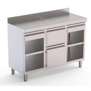 Mueble cafetero con tolva estante puerta y cajones